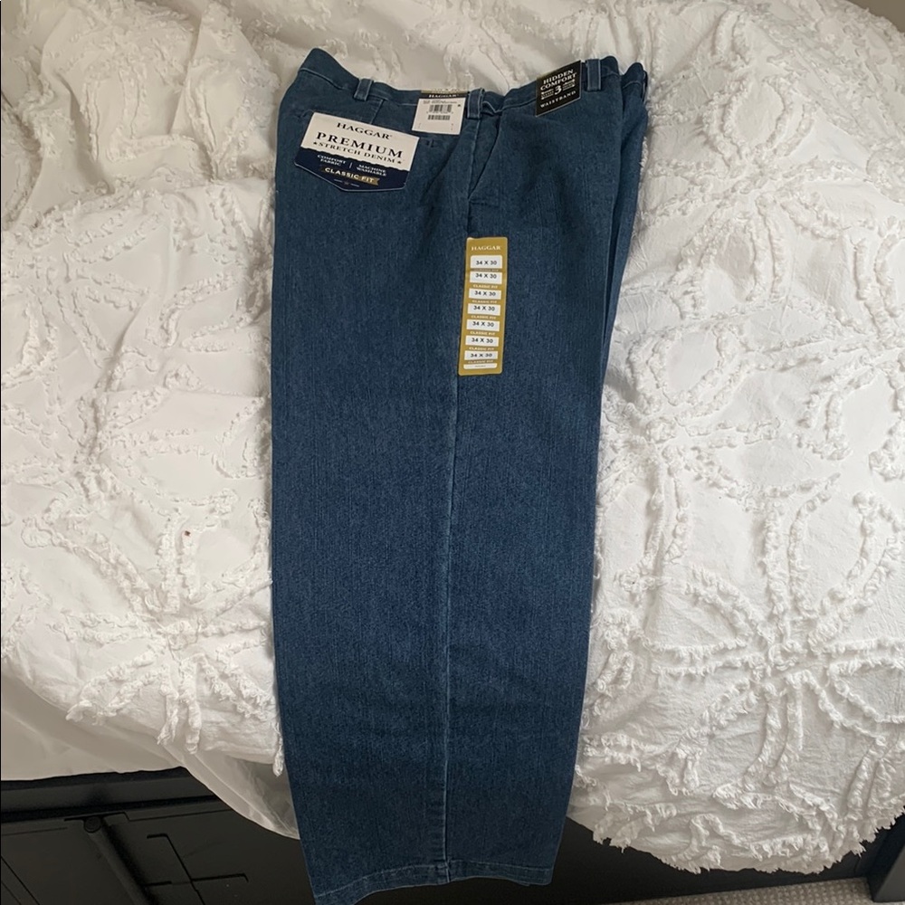 Blue Jeans for Men Haggar premium stretch denim 34w x 30L